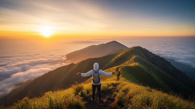 Mount Prau Sunrise Above the Clouds
